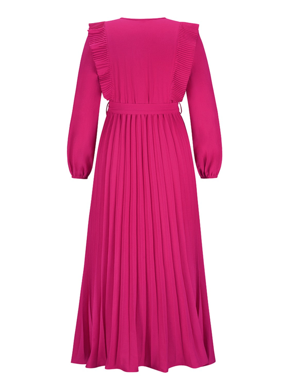 Pleated Surplice Tie Waist Maxi Dress-Angel Casuals