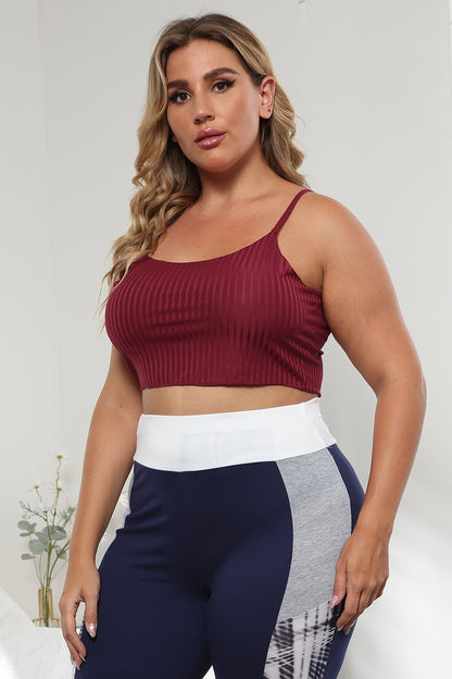 Plus Size Ribbed Spaghetti StrapTop-Angel Casuals