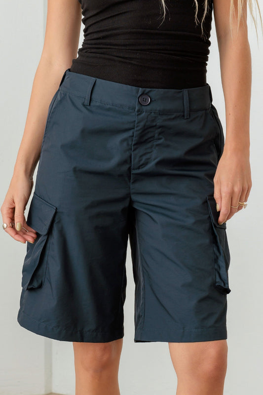 Le Lis Navy Cargo Bermuda Shorts-Angel Casuals