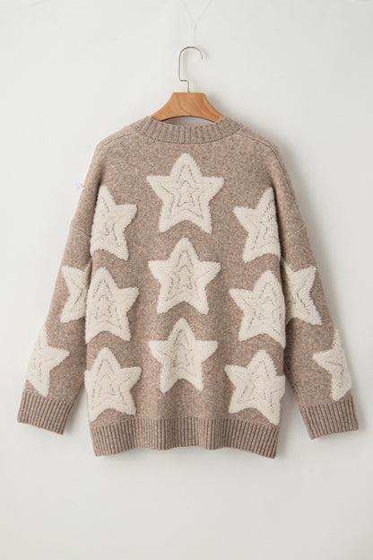 Star Button Up Long Sleeve Cardigan-Angel Casuals