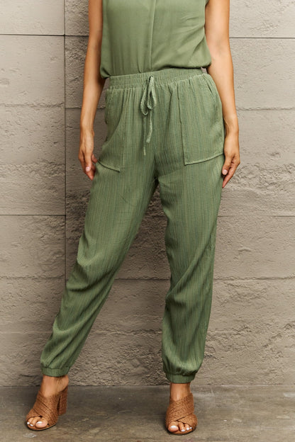 Tie Waist Long Pants with Pocket-Angel Casuals