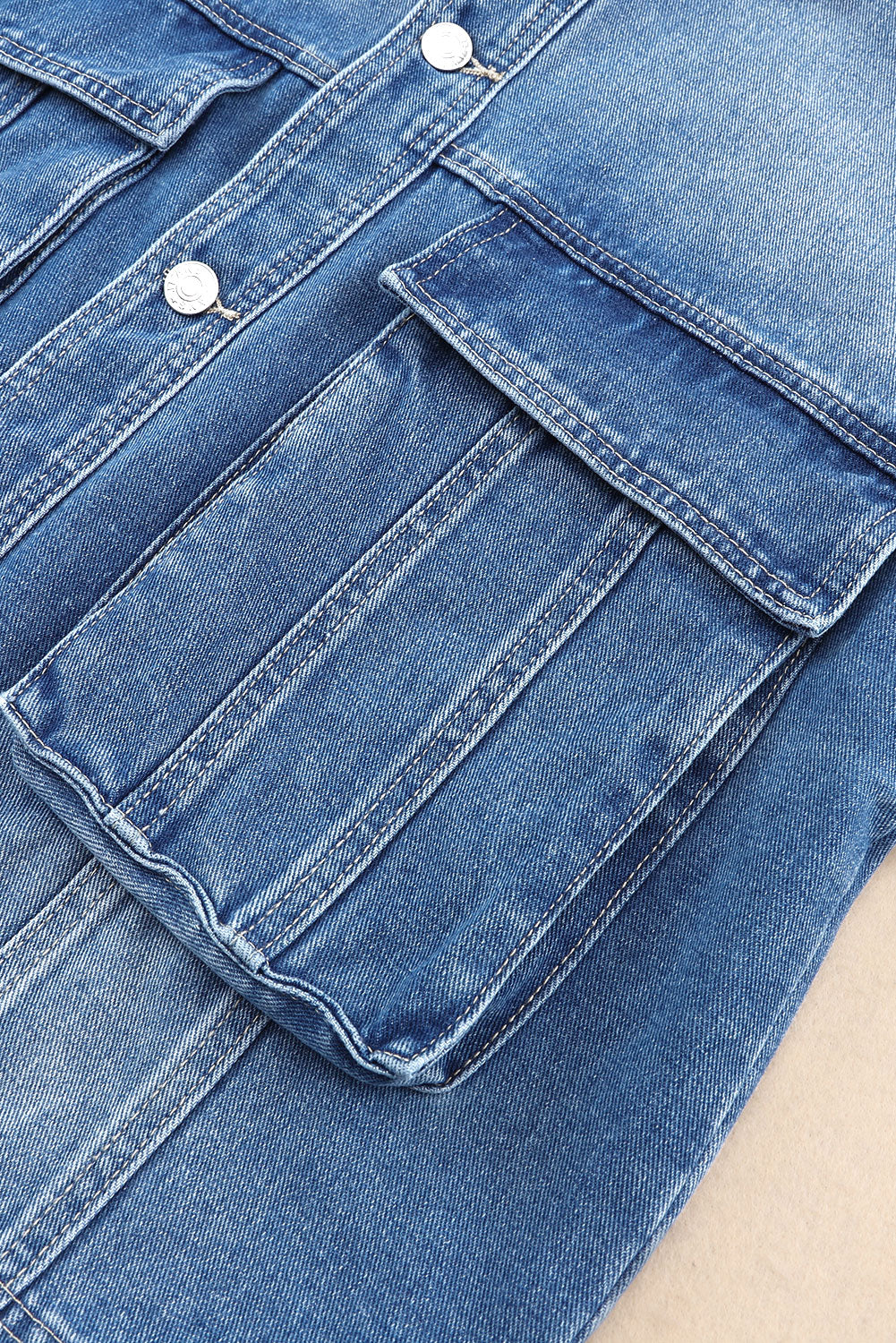 Collared Neck Button Up Denim Jacket-Angel Casuals