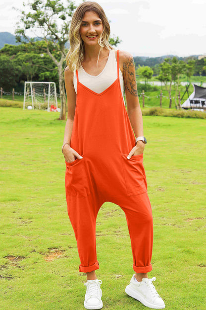 Double Take Full Size Sleeveless V-Neck Pocketed Jumpsuit-Angel Casuals