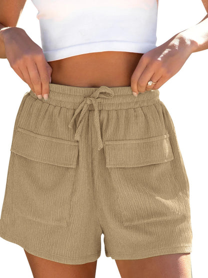 Drawstring High Waist Shorts with Pockets-Angel Casuals