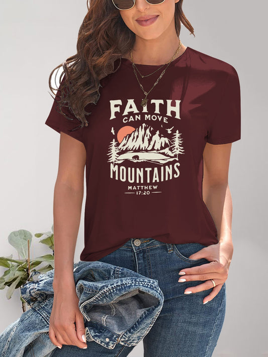 Graphic Round Neck Short Sleeve T-Shirt-Angel Casuals