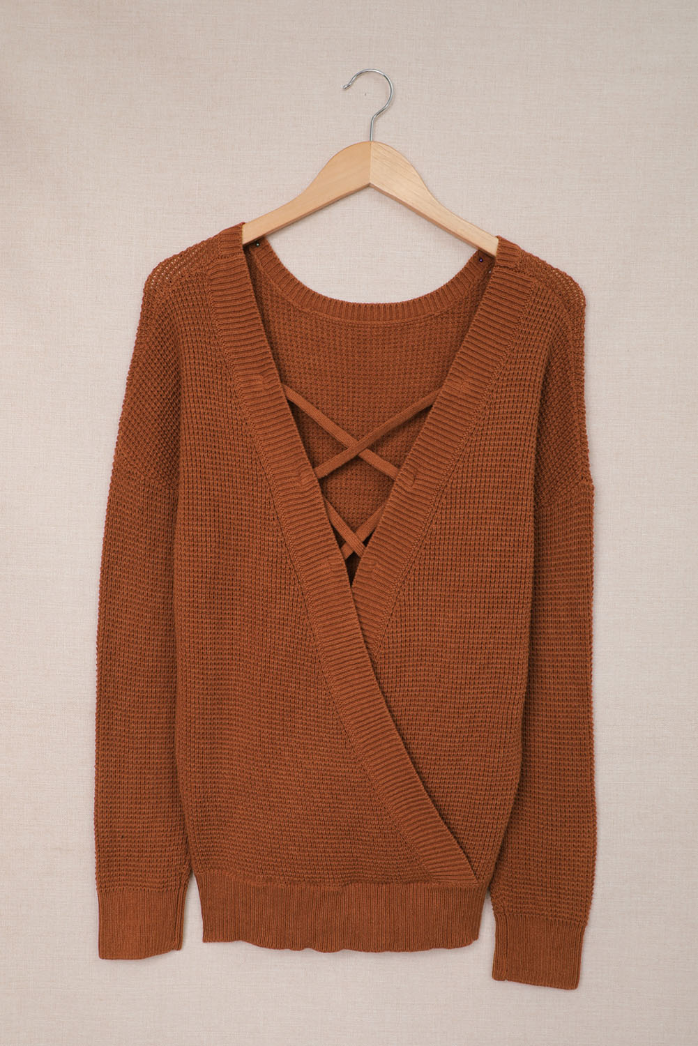 Crisscross Back Boat Neck Sweater-Angel Casuals