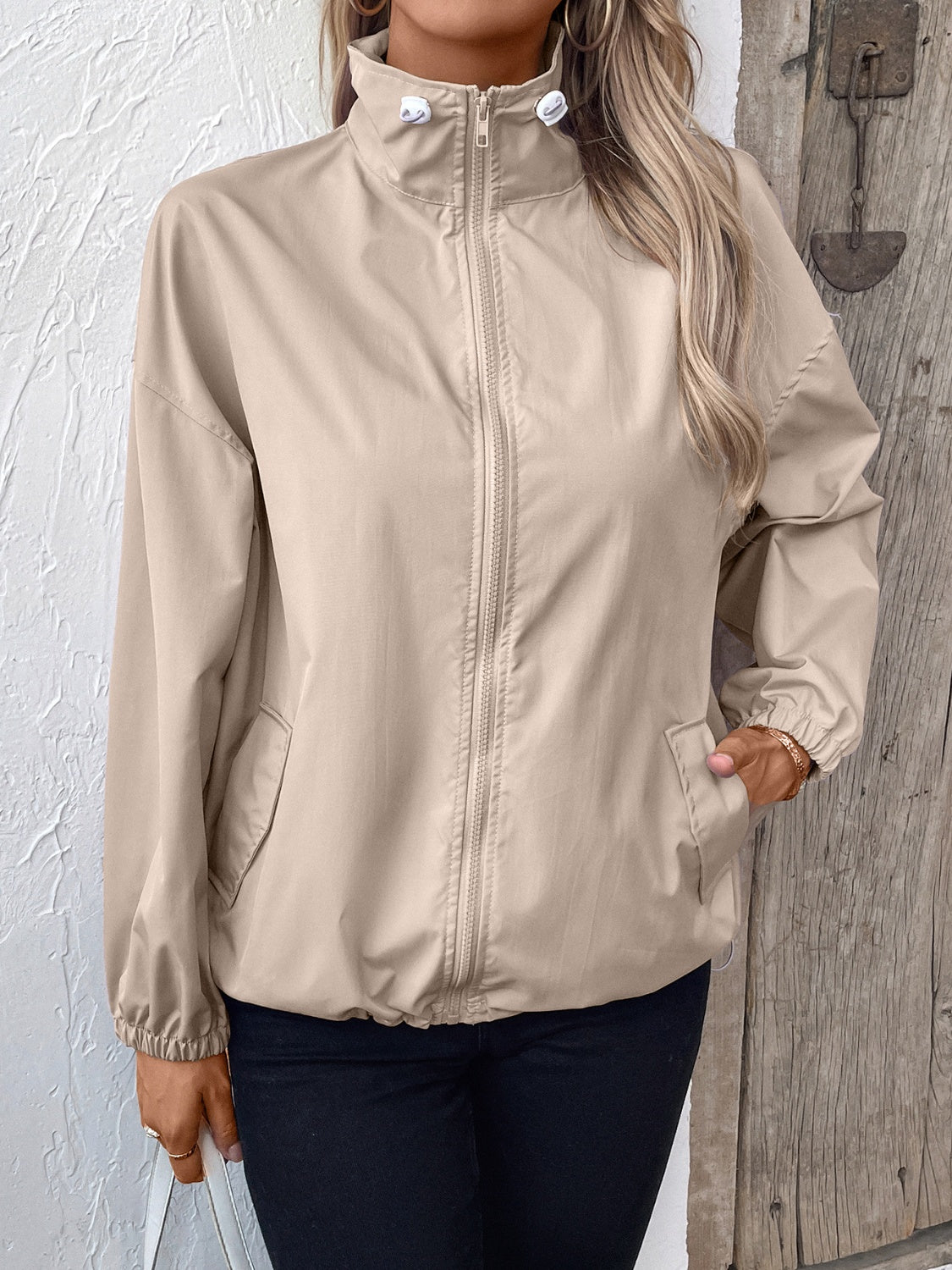 Ivy Lane Pocketed Zip Up Long Sleeve Jacket-Angel Casuals