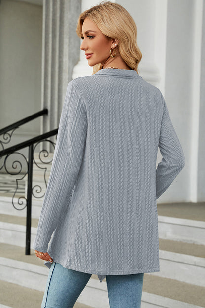 Open Front Long Sleeve Cardigan-Angel Casuals