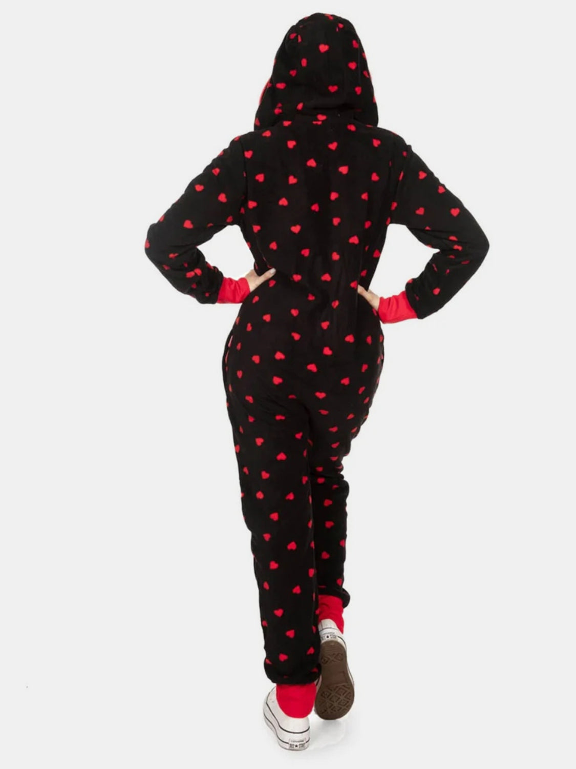 Printed Zip Up Long Sleeve Hooded Jumpsuit-Angel Casuals