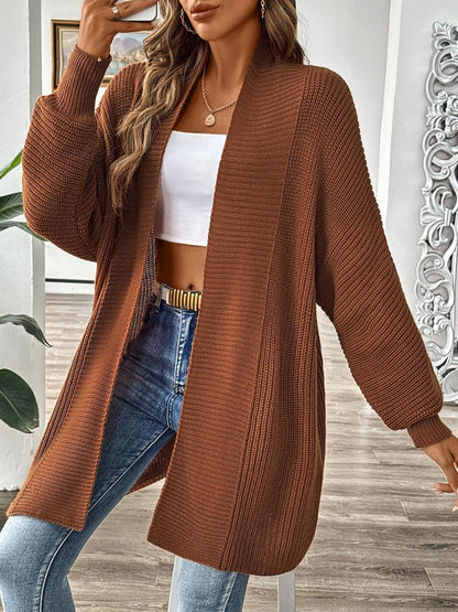 Open Front Long Sleeve Cardigan-Angel Casuals