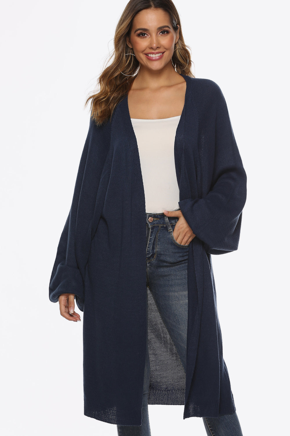 Long Sleeve Open Front Cardigan-Angel Casuals