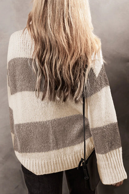 Color Block Round Neck Sweater-Angel Casuals