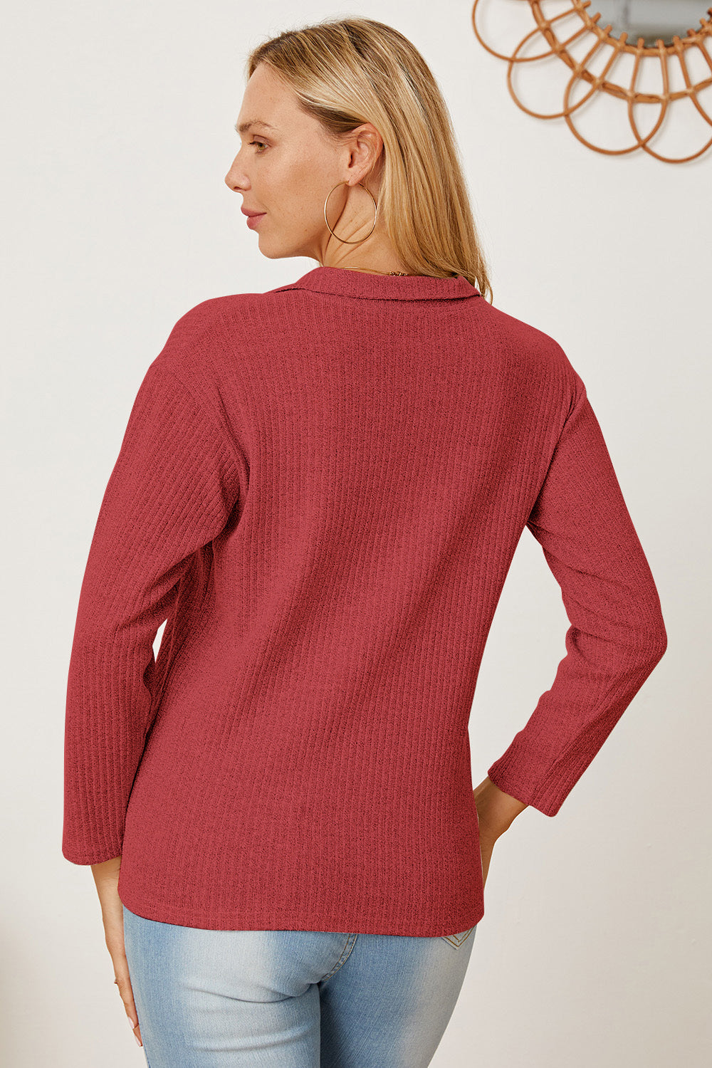 Collared Neck Dropped Shoulder T-Shirt-Angel Casuals