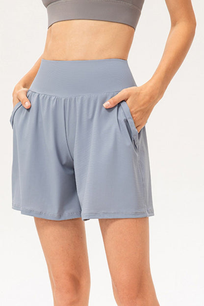 Pocketed Elastic Waist Active Shorts-Angel Casuals