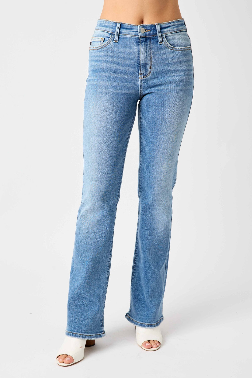 Judy Blue Full Size Mid-Rise Waist Straight Jeans-Angel Casuals