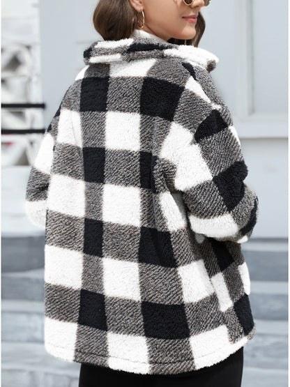 Button Up Drop Shoulder Fuzzy Jacket-Angel Casuals