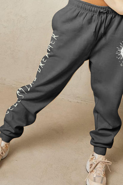 Simply Love Full Size CELESTIAL DREAMER Graphic Sweatpants-Angel Casuals