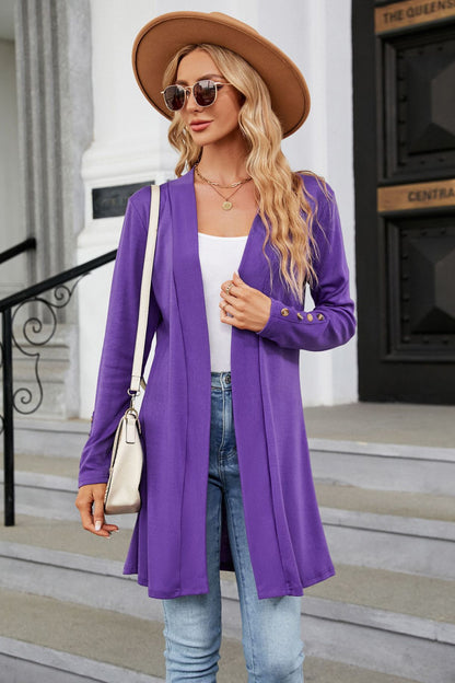 Long Sleeve Open Front Cardigan-Angel Casuals