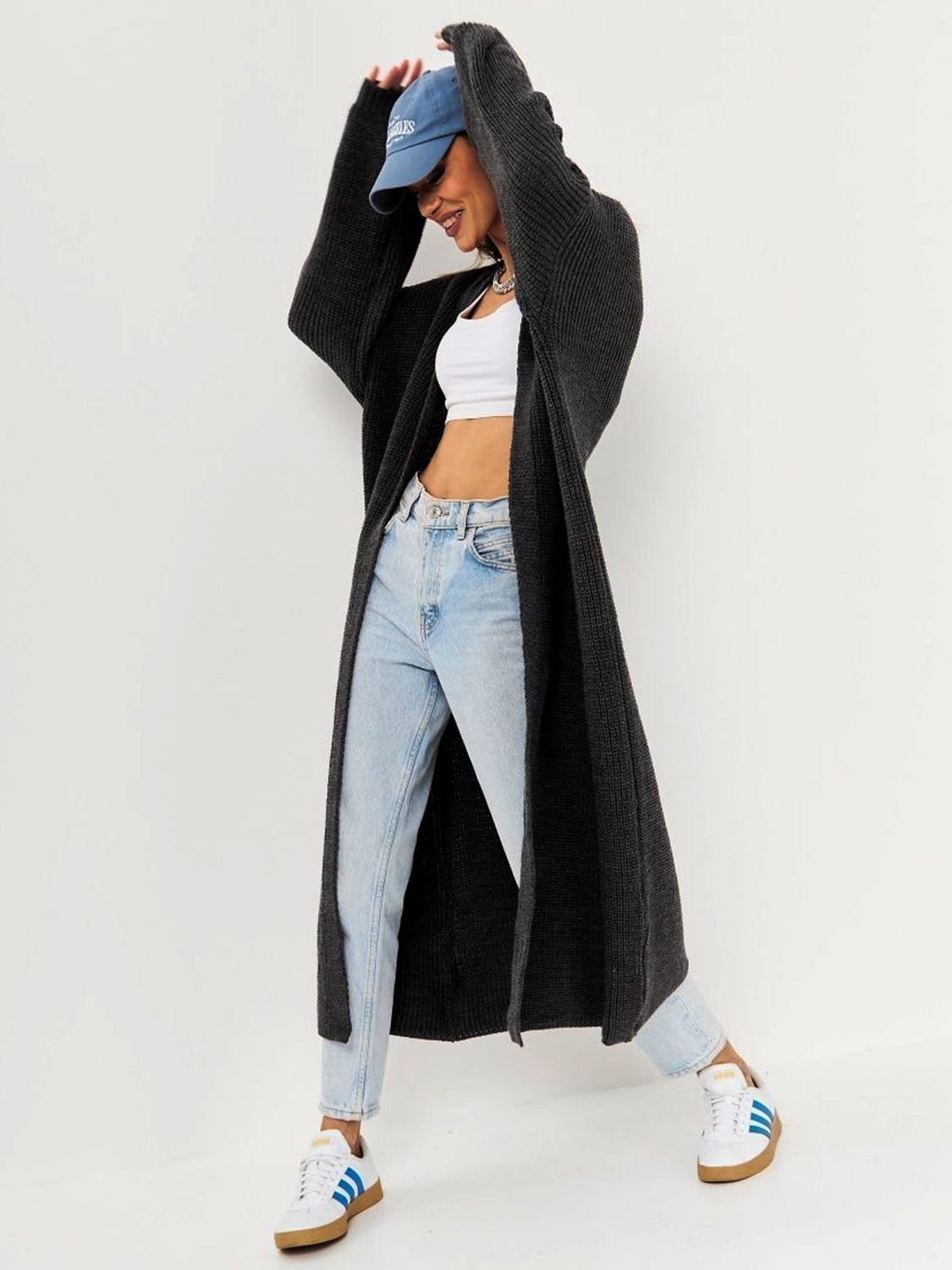 Open Front Long Sleeve Longline Cardigan-Angel Casuals