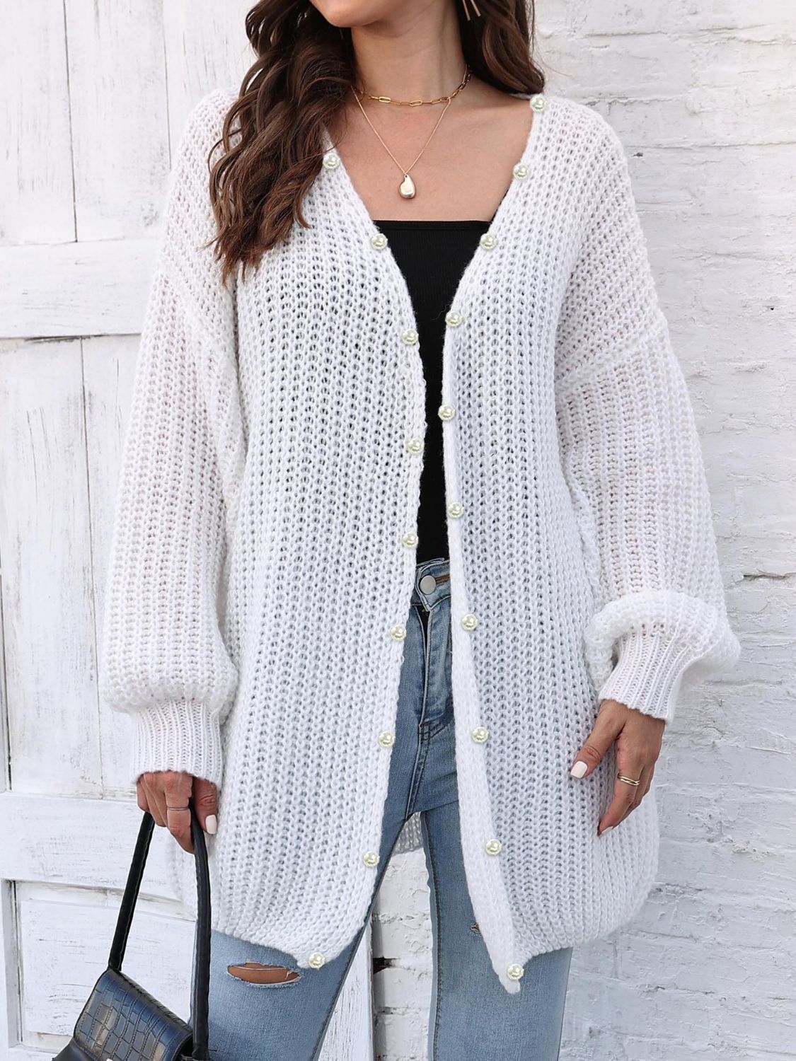 Open Front Long Sleeve Cardigan-Angel Casuals