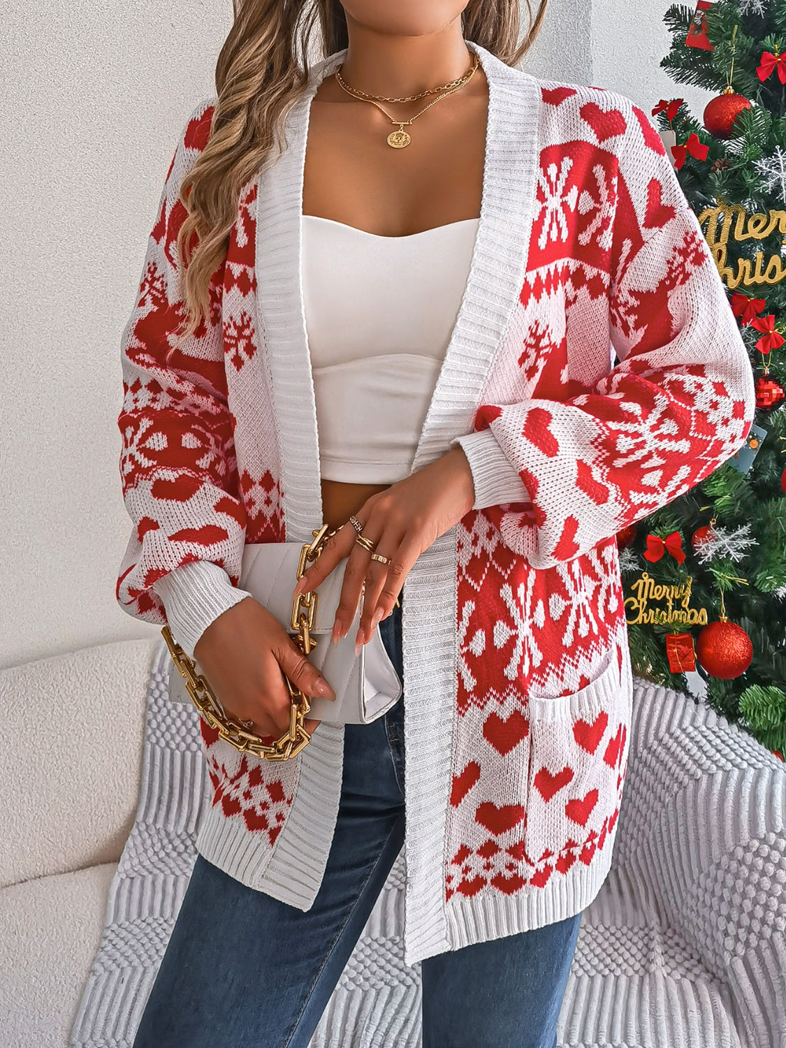Pocketed Open Front Long Sleeve Cardigan-Angel Casuals