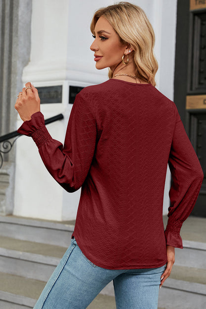 V-Neck Flounce Sleeve T-Shirt-Angel Casuals