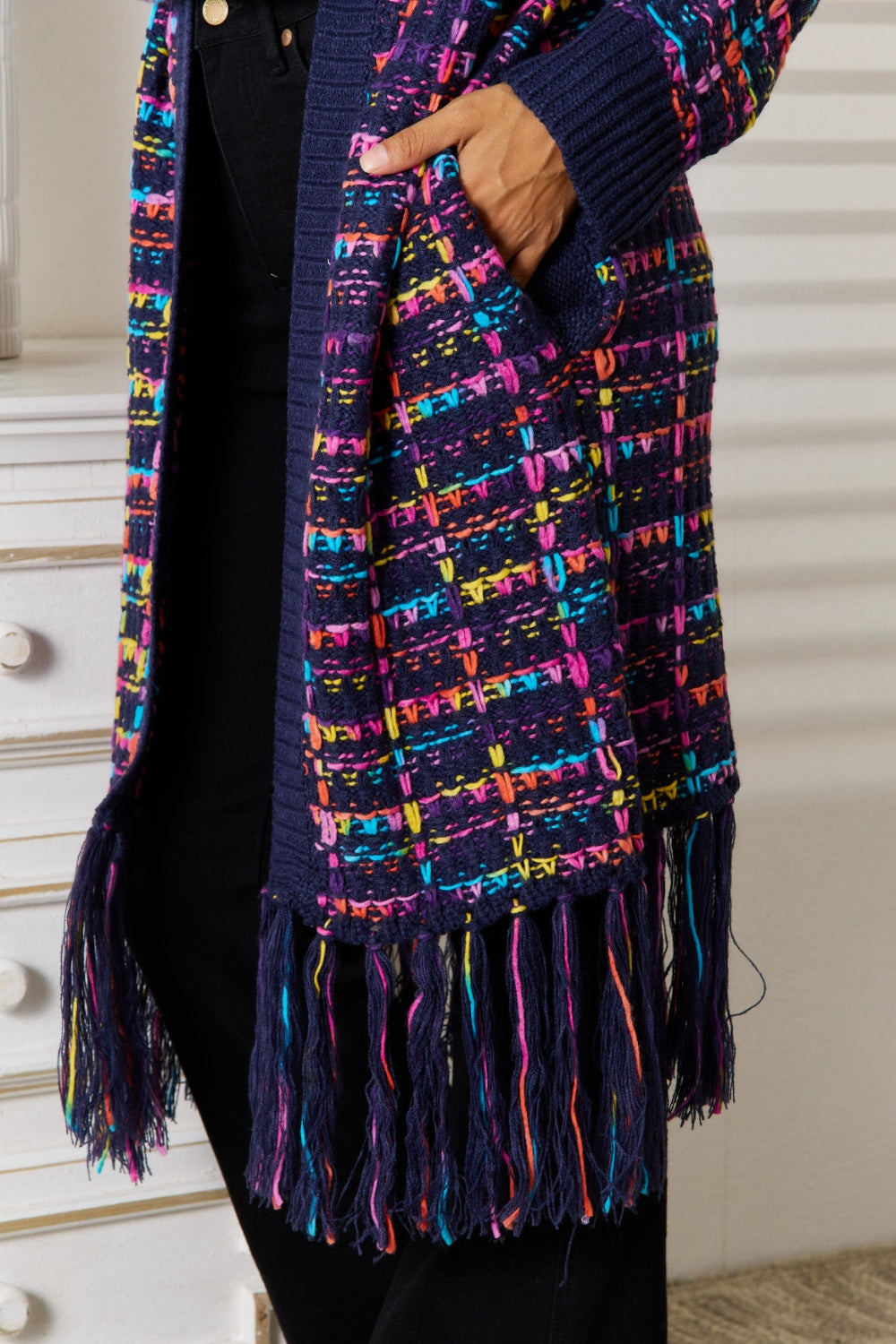 Angel Wings Fringe Hem Open Front Cardigan-Angel Casuals