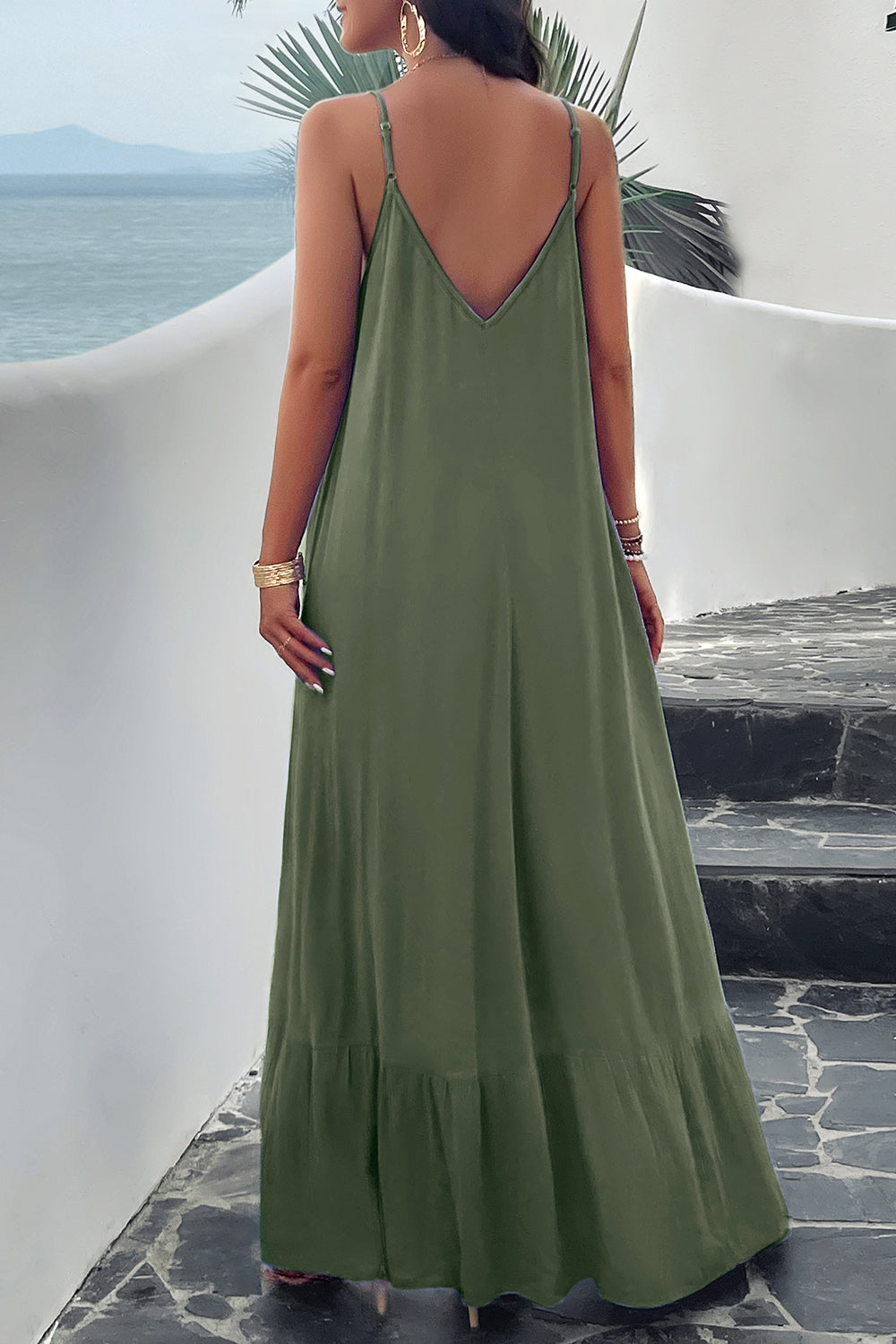 Backless Maxi Cami Dress with Pockets-Angel Casuals