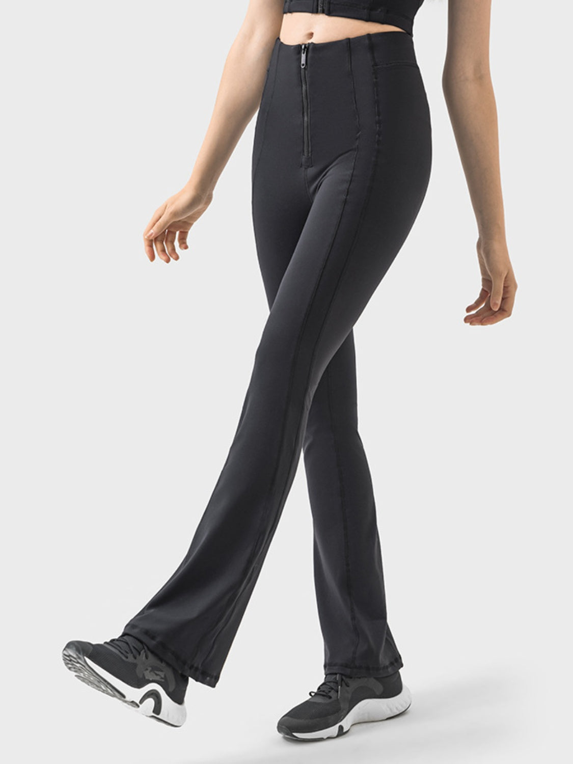 Zipper Detail High Waist Active Pants-Angel Casuals