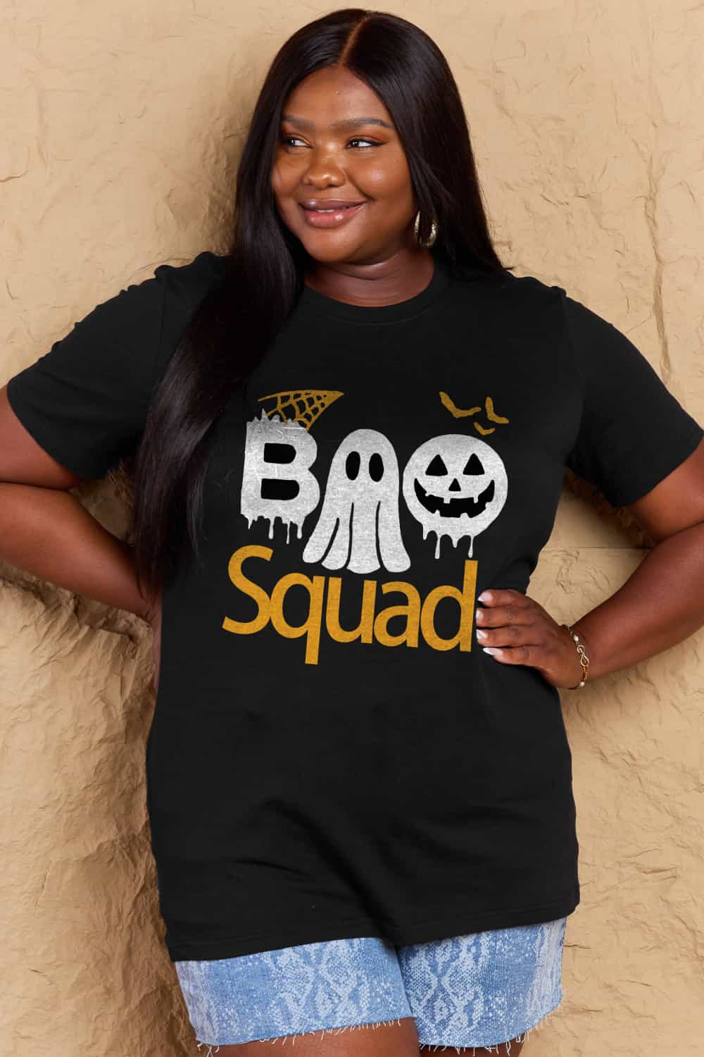 Simply Love Full Size BOO SQUAD Graphic Cotton T-Shirt-Angel Casuals