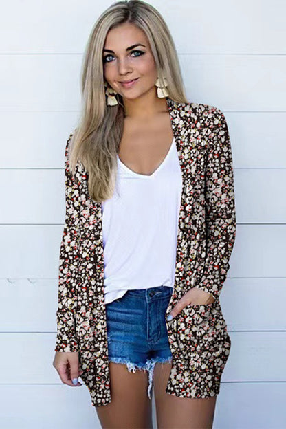 Printed Long Sleeve Cardigan-Angel Casuals