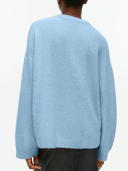 Round Neck Drop Shoulder Sweater-Angel Casuals