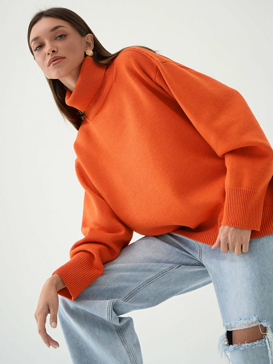 Turtleneck Long Sleeve Sweater-Angel Casuals