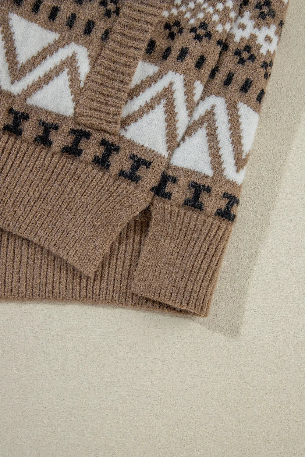 Zip Up Long Sleeve Geometric Cardigan-Angel Casuals