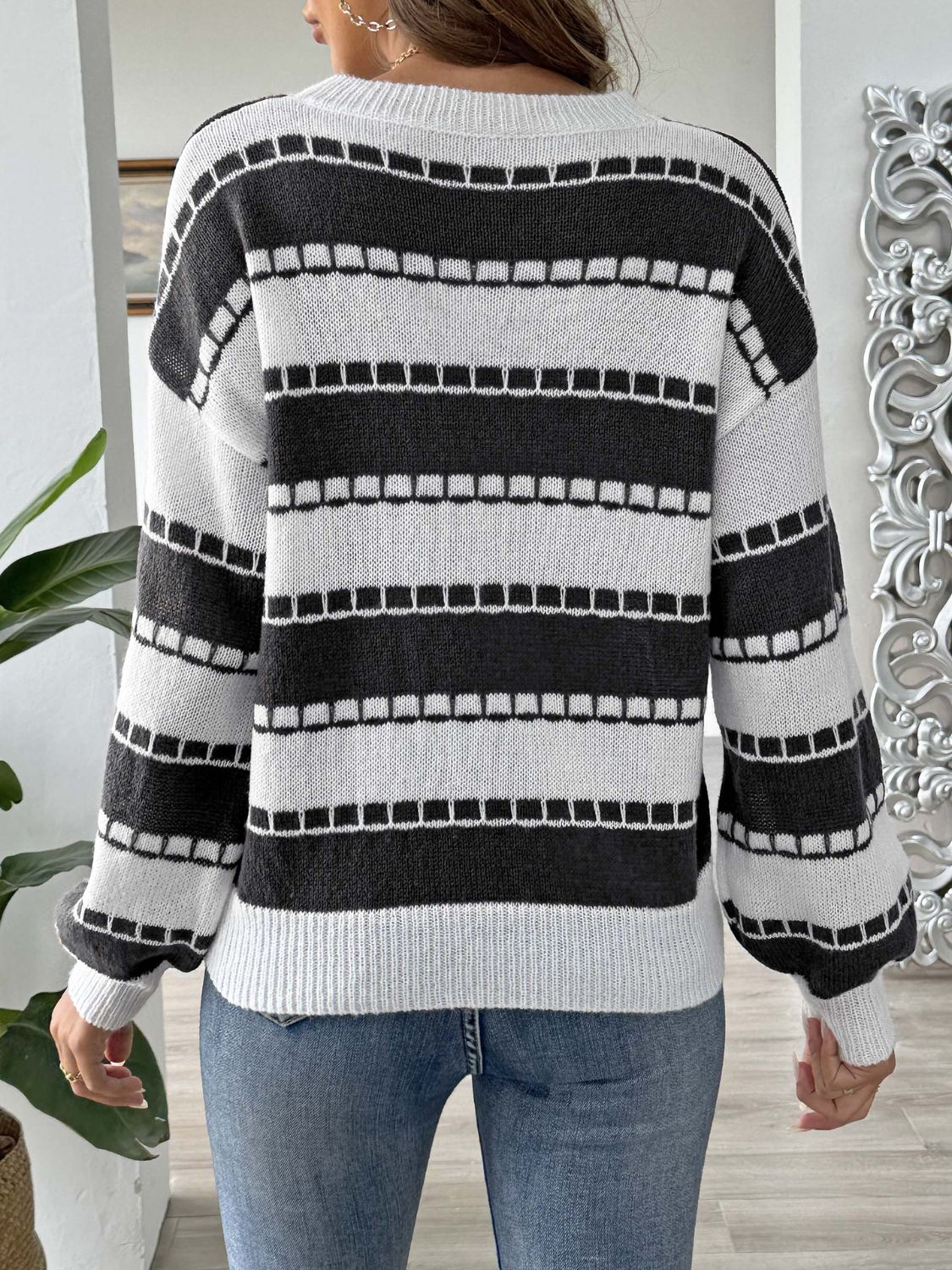 Heart Round Neck Long Sleeve Sweater-Angel Casuals