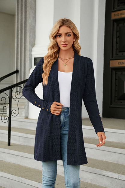 Long Sleeve Open Front Cardigan-Angel Casuals