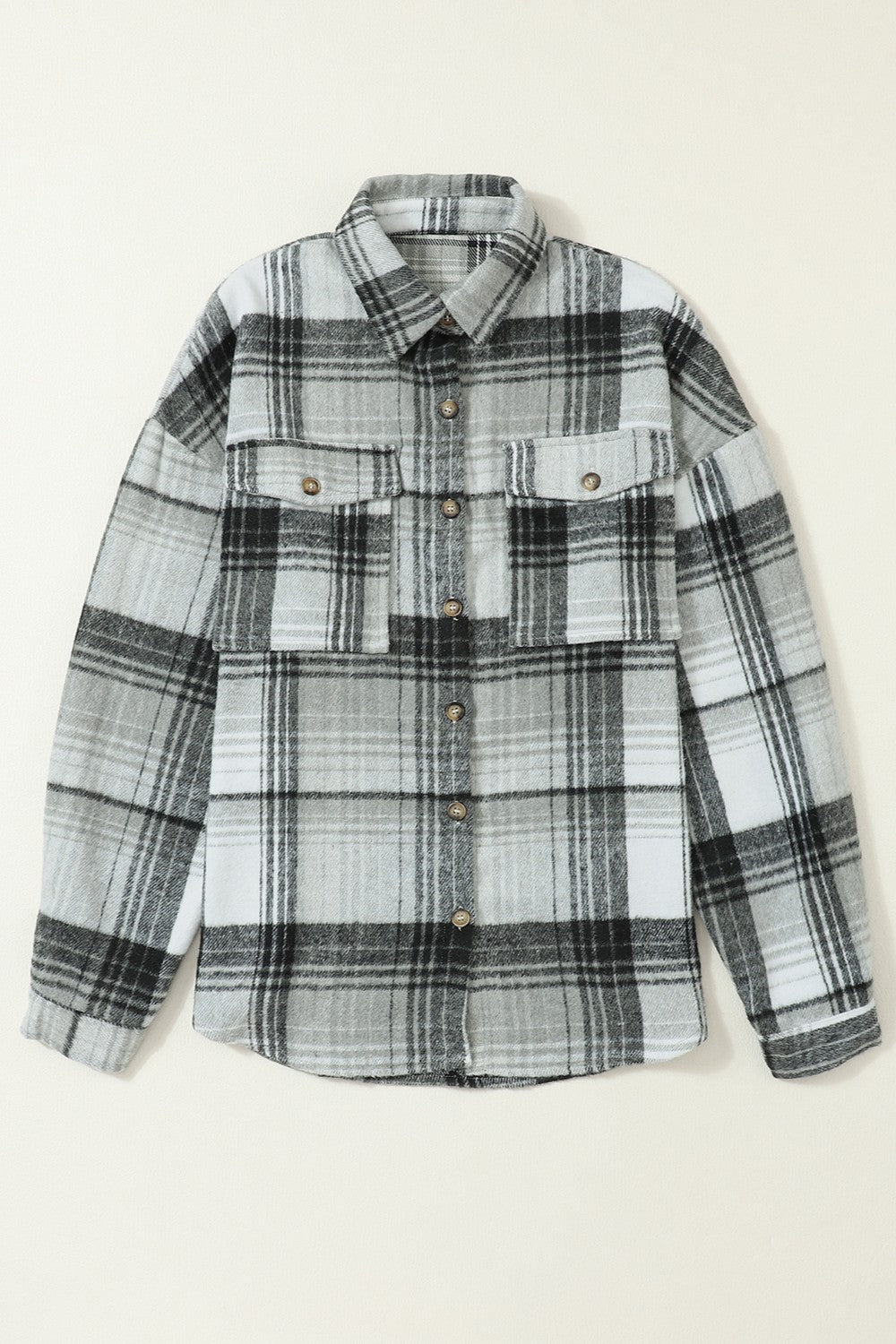 Double Take Plaid Dropped Shoulder Shacket-Angel Casuals