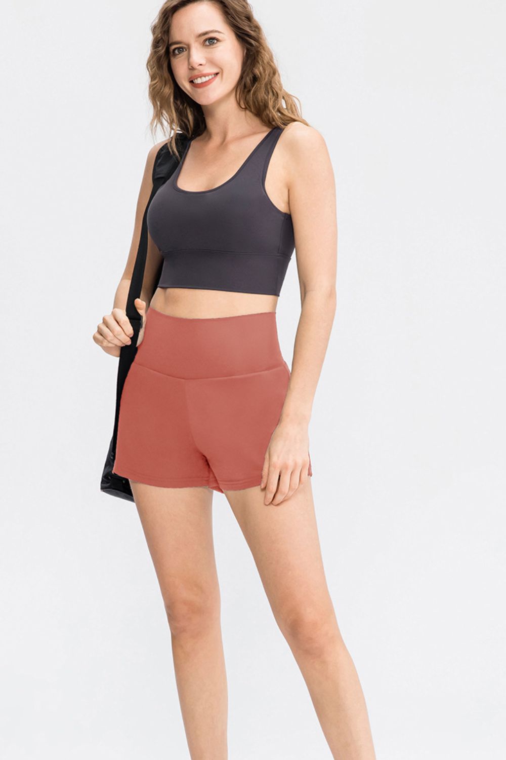 Wide Waistband Sports Shorts with Pockets-Angel Casuals