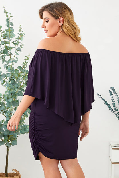 Full Size Off-Shoulder Half Sleeve Dress-Angel Casuals