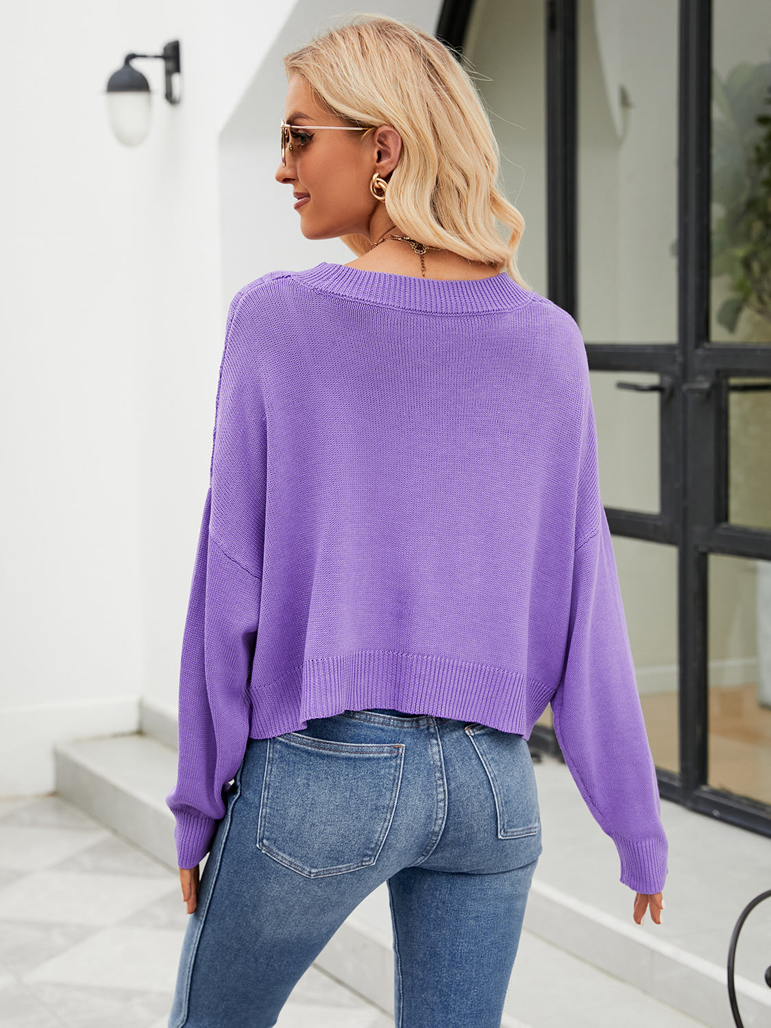 Eyelet Button Front Long Sleeve Cardigan-Angel Casuals