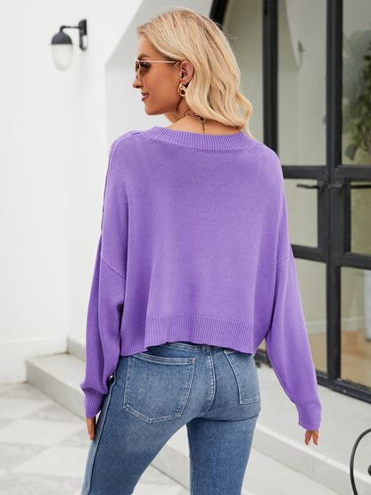 Eyelet Button Front Long Sleeve Cardigan-Angel Casuals