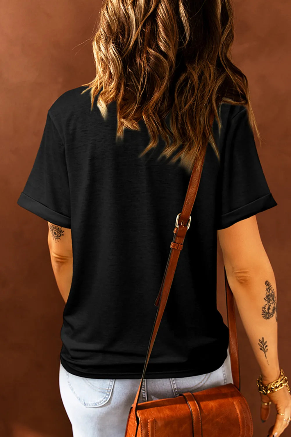 THANKFUL Sequin Round Neck Short Sleeve T-Shirt-Angel Casuals