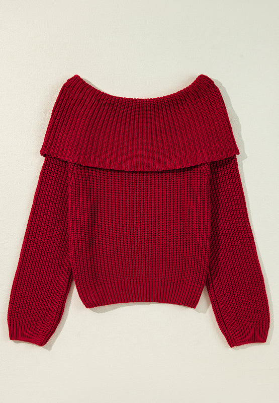 Off-Shoulder Long Sleeve Sweater-Angel Casuals