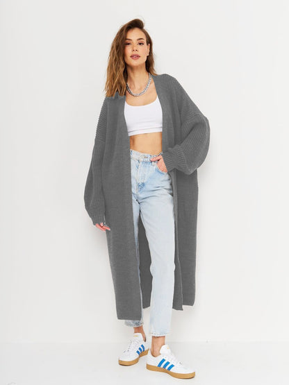 Open Front Long Sleeve Longline Cardigan-Angel Casuals