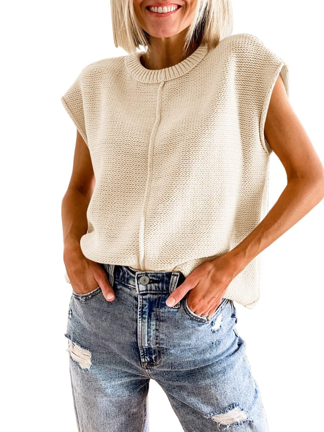 Cap Sleeve Sweater Vest-Angel Casuals