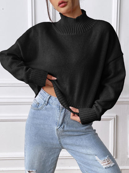 Turtleneck Long Sleeve Sweater-Angel Casuals