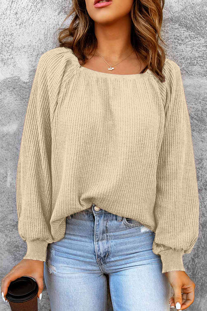 Square Neck Raglan Sleeve T-Shirt-Angel Casuals