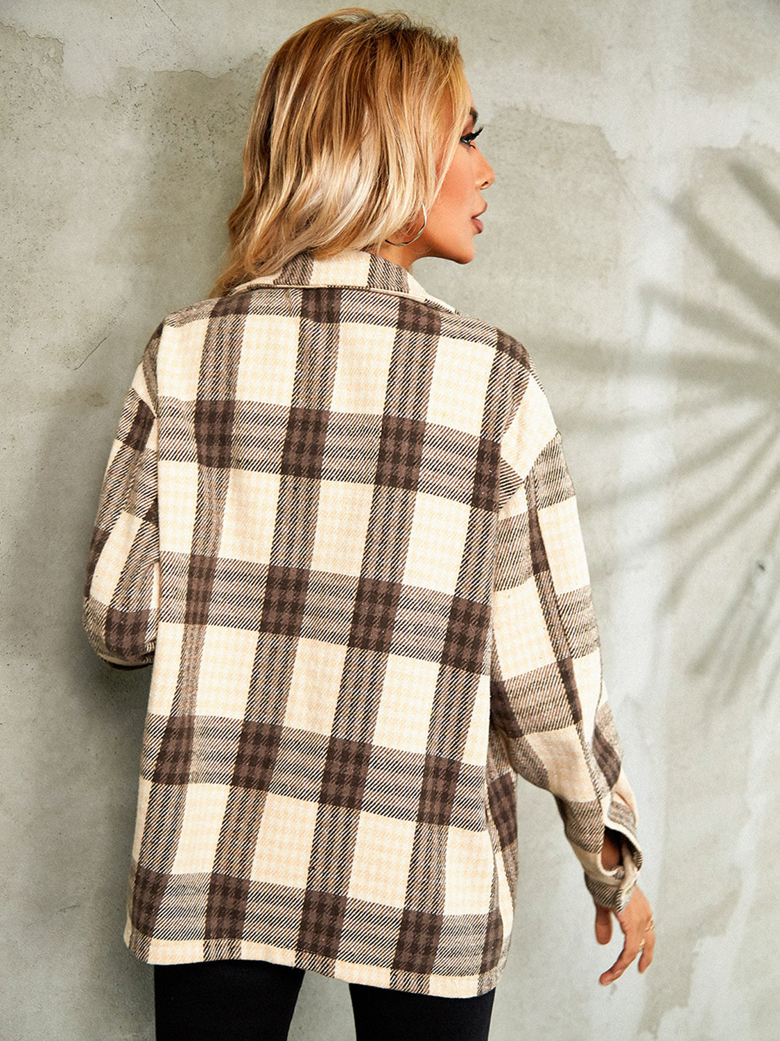 Plaid Button Down Collared Jacket-Angel Casuals