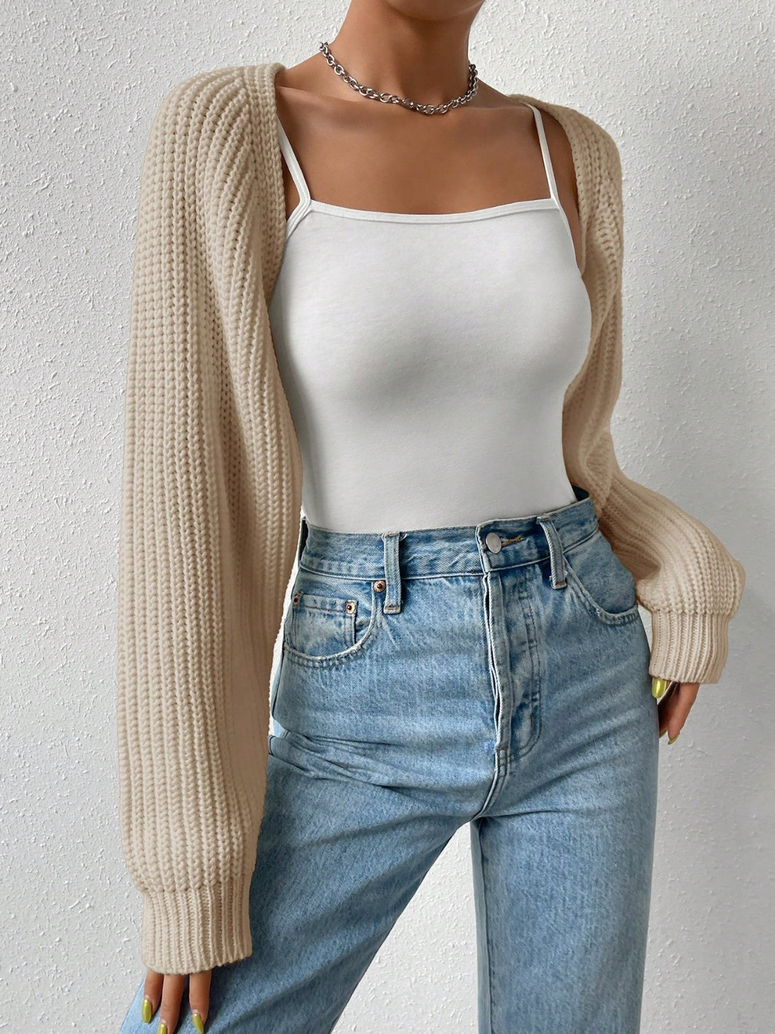 Honey Open Front Long Sleeve Cropped Cardigan-Angel Casuals