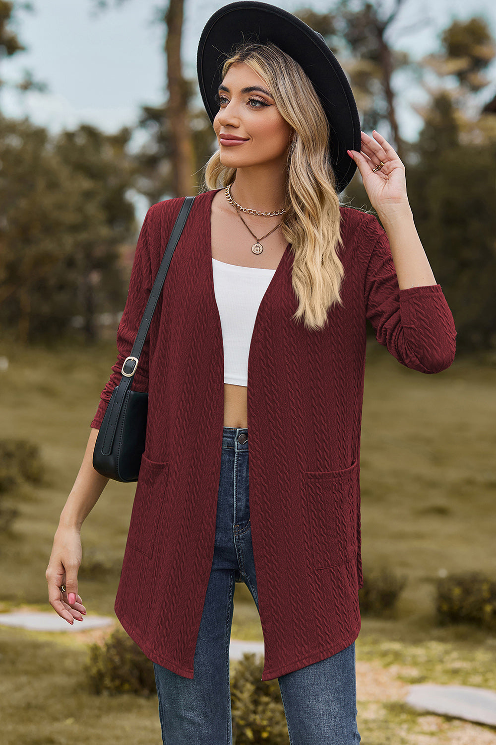 Open Front Long Sleeve Cardigan-Angel Casuals